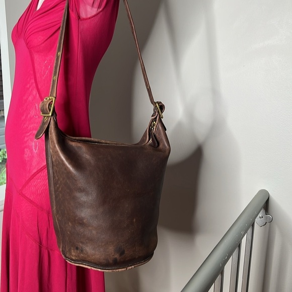 Coach Brown Duffle Feed Sac Shoulder Bag XL F7D - Picture 15 of 16